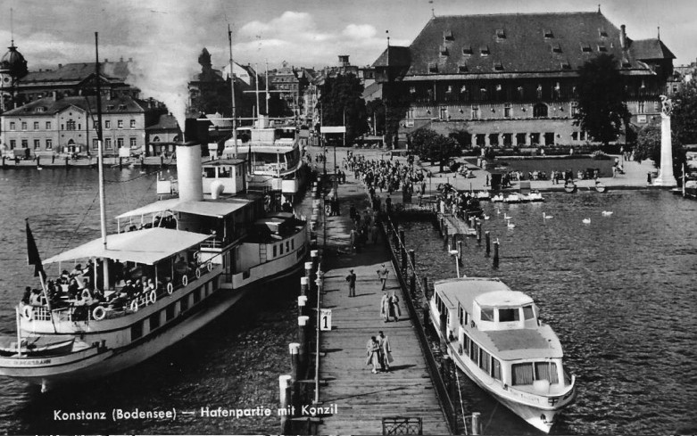 MS Schwaben, SD Hohentwiel und MB Stadt Konstanz Mitte der 50er Jahre in Konstanz   Bild: Archiv A. Heer