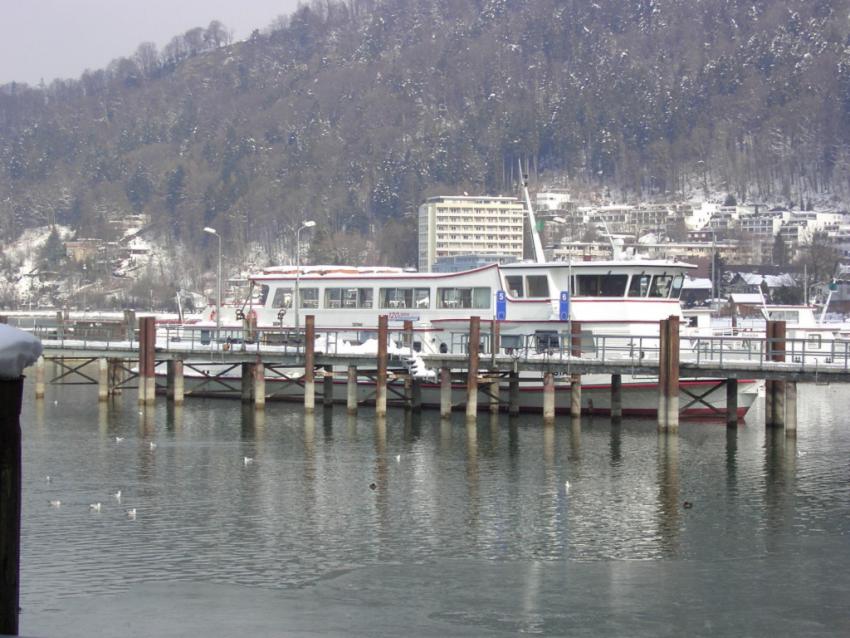 MS Stadt Bregenz am 26.02.2005 in Winterruhe im Bregenzer Hafen
